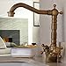 Hiendure 180 Degree Swivel Antique Inspired Brass Kitchen Faucet Bathroom Sink Mixer Tap with Two Handle ,Antique Brass Finish