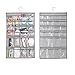 mDesign Soft Fabric Over Rod Hanging Storage Organizer with 48 Pockets for Child/Baby Room, Nursery, Playroom - Metal Hooks Included - Textured Print - 2 Pack - Gray