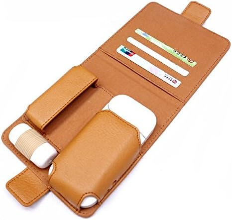 IQOS 2.4 plus 2 and 3 Electronic Cigarette PU Leather Protective Carrying Case with Card Wallet Tobacco Cigarette Protective Holder Cigar Cover (Brown)