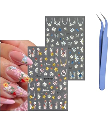 6 Blatt French-Nagelsticker Selbstklebend – Inkl. Pinzette, Für DIY-Maniküre Zu Hause Oder Im Nagelstudio