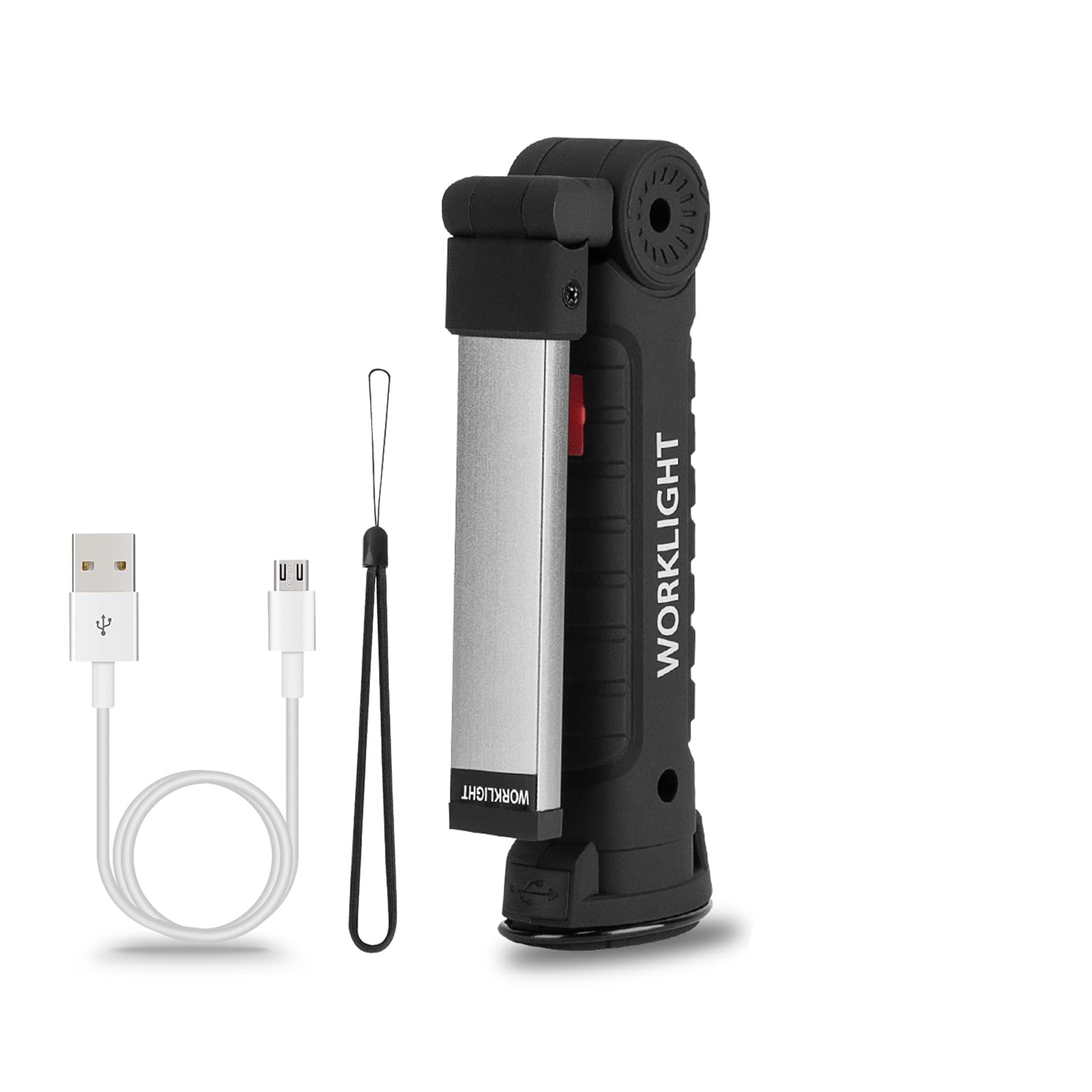 Vagocom LED USB Rechargeable Torch, Super Bright Flashlight COB Work Light Portable Inspection Lamps with Magnetic Base for Mechanic Tools,Garage,Workshop,Car Repair and Emergency(1 Pack)