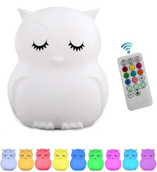 Nachtlicht Kinder Tianhaixing Baby Nachtlicht Eule Mit Fernbedienung Und Farbwechsel Led Kinderzimmerlampe Mit Interner Wiederaufladbarer Akuu Hergestellt Aus Bpa Freiem Silikon Amazon De Beleuchtung