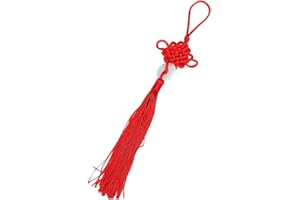 YUANHOLUMID Red Chinese Knot Lucky Jade Charm Fortune Tassels Hanging Pendant for Luck, Wealth, Health, Success - New Year's Gifts, Spring Festival Car Home Decor for Friends, Family, Lover