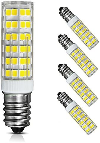 6W E14 LED Light Bulb, Cool White 6000K, 60W-75W Halogen Bulb Equivalent, 800LM, Dimmable, AC110V 120V, 360° Beam Angle (4 Pack)