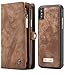 iPhone X Case Wallet KONKY Caseme iPhone Xs Wallet Case, iPhone X Case Magnetic Detachable Removable Phone Cover Pouch Folio Durable Leather Purse Flip Card Pockets Holder Bag Smooth Zipper - Brown