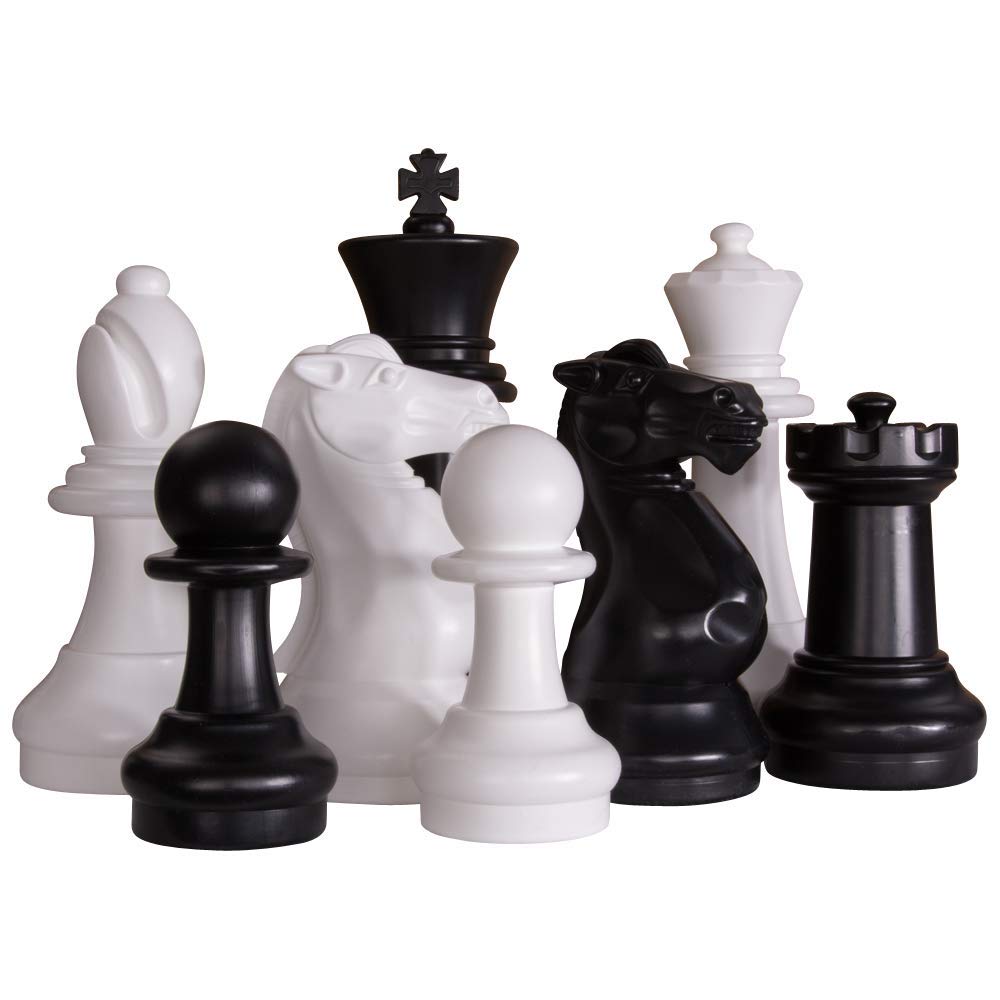 MEGACHESS Large Premium Chess Set with 16 Inch Tall King Black and White with Hard Plastic Chess Board