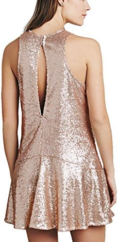 Avoir Aime Women's Sequin Halter Drop-Waist Mini Party Dress