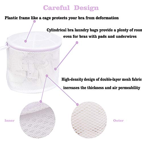 Wanapure Bra Wash Bag for Washing Machine, Mesh Laundry Bag with Zipper for Lingerie, Delicates, Intimates, Panties, Lace, Underwear, Socks, Tights, Stocking (Purple, 4 Pack (Large)) - Thumbnail 3