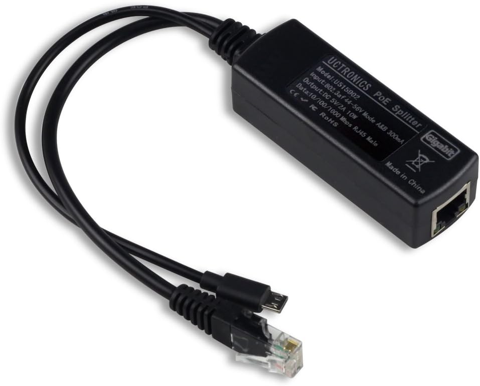 Amazon Com Uctronics Poe Splitter Gigabit 5v Micro Usb Power And Ethernet To Raspberry Pi 3b Work With Echo Dot Most Micro Usb Security Camera And Tablet Ieee 802 3af Compliant Computers