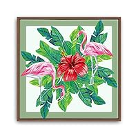 Framed Canvas Wall Art Leaves, Birds, Abstracts Canvas Prints Home Artwork Decoration for Living Room, Bedroom - 16x16 inches