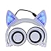 Cat Ear Headphones, DICEKOO Wireless Bluetooth Headset Flashing Glowing Cosplay Fancy LED Light USB Charger Earphone for iPhone 7/6s/iPad/Fire 7,Android Phone, Macbook (White)