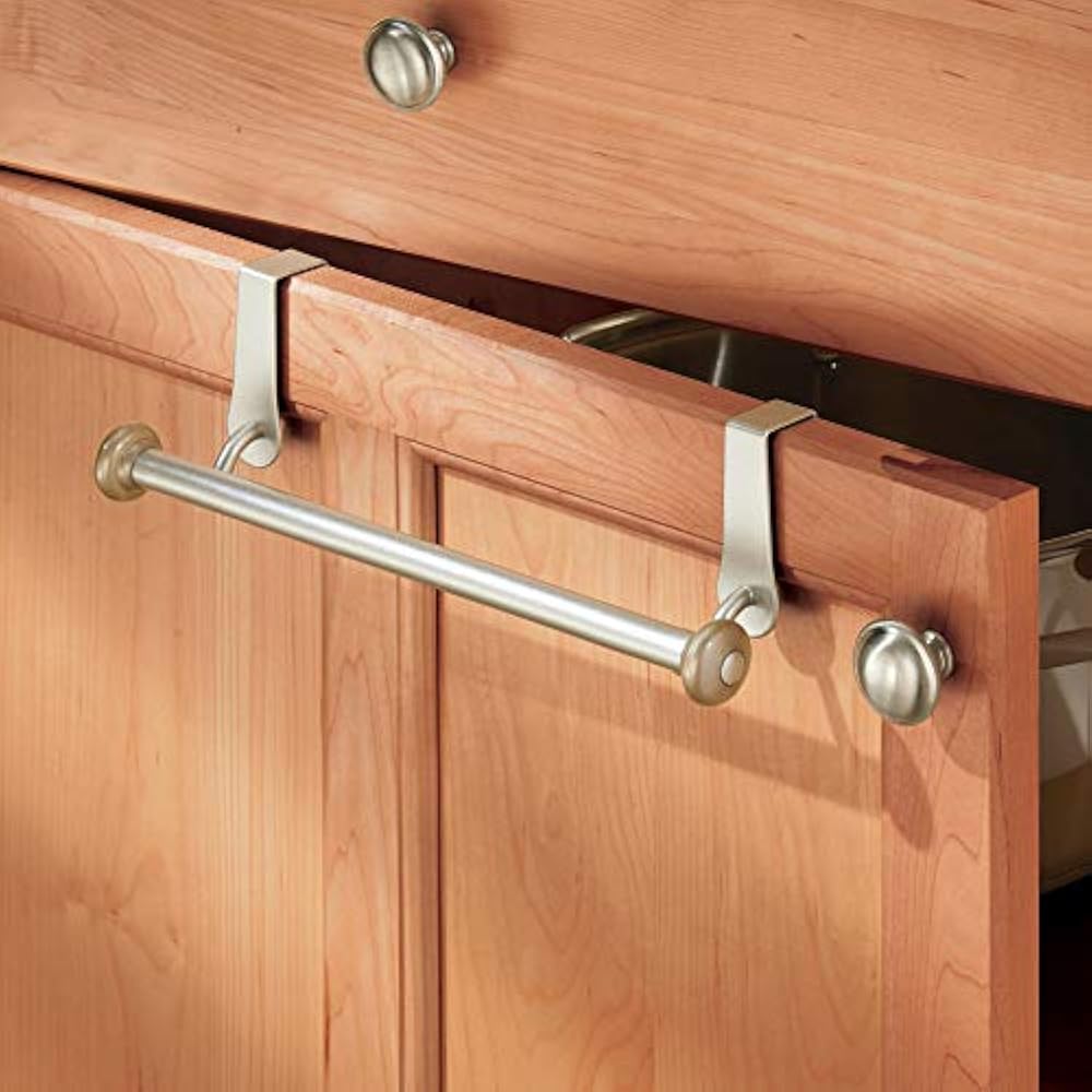 IDesign York Metal Over The Cabinet Dish And Hand Towel Bar Holder For