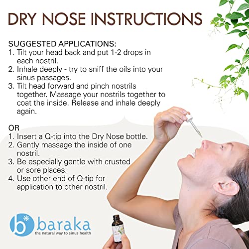 Baraka Dry Nose Nasal Moisturizer w/ 4 Organic Aromatherapy Essential Oils in Sesame Oil Base