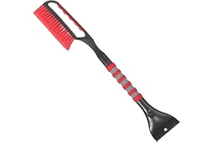 LoyaGour Snow Brush and Ice Scraper for Car Windshield,26.4" Window Scraper Deicer for Car SUV and Truck,Ice Scrapers and Brushes 2 in 1,Winter Car Automotive Exterior Accessories(1Pack Red)