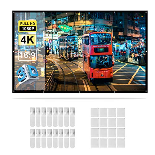 Docooler Schermo di Proiezione Portatile 150", HD 16: 9 H150 Bianco, Schermo Proiettore Home Theatre, Pieghevole, per Proiezioni a Parete al Chiuso