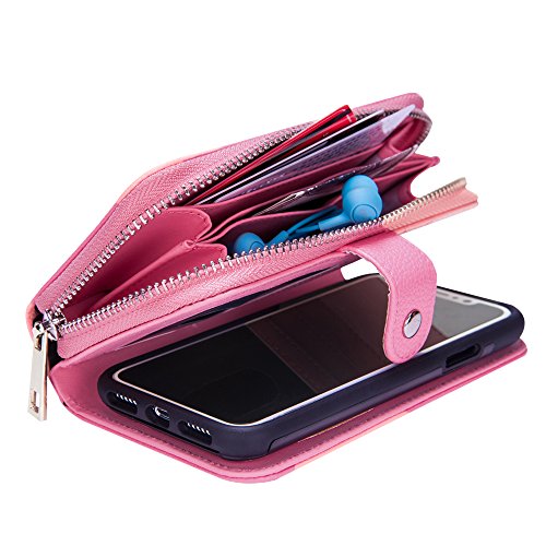 image for iPhone X Case, Urvoix Premium Leather Zipper Wallet Multi-functional H