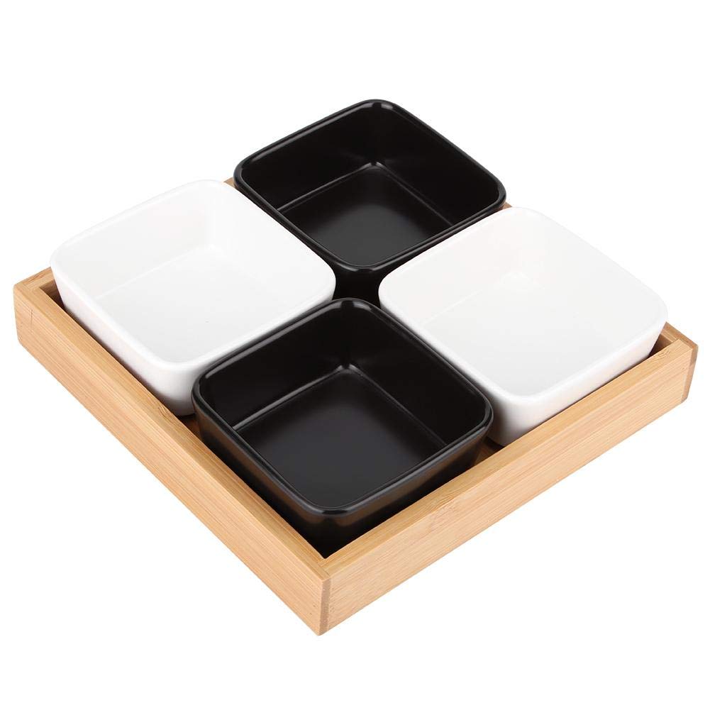 HERCHR 4-Section Fruit Tray Condiment Trays, Nut Snacks Tray Dried Fruit Serving Platter and Trays for Parties