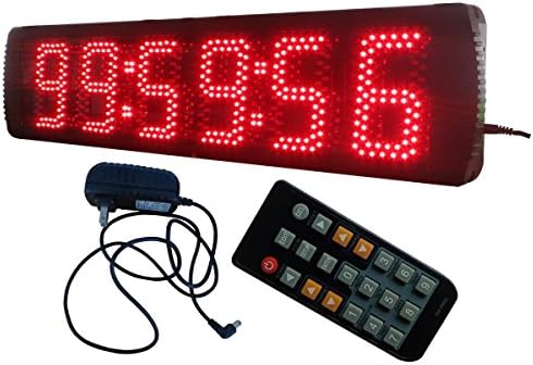 AZOOU5-inch Hight Character Single Sided LED Sport Timing Clock Countdown/up Timer with IR Remote Control Red Color