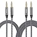 CSHope Audio Cable 3.5mm 2Pack Male to Male Nylon Braided Auxiliary Aux Stereo Cable (Black with Grey, 10ft + 3.3ft)
