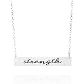 Strength Horizontal Bar Necklace For Women Strength Jewelry A Motivation Necklace Mantra Pendant Is An Inspirational Charm, Strength Bar Jewelry Gift