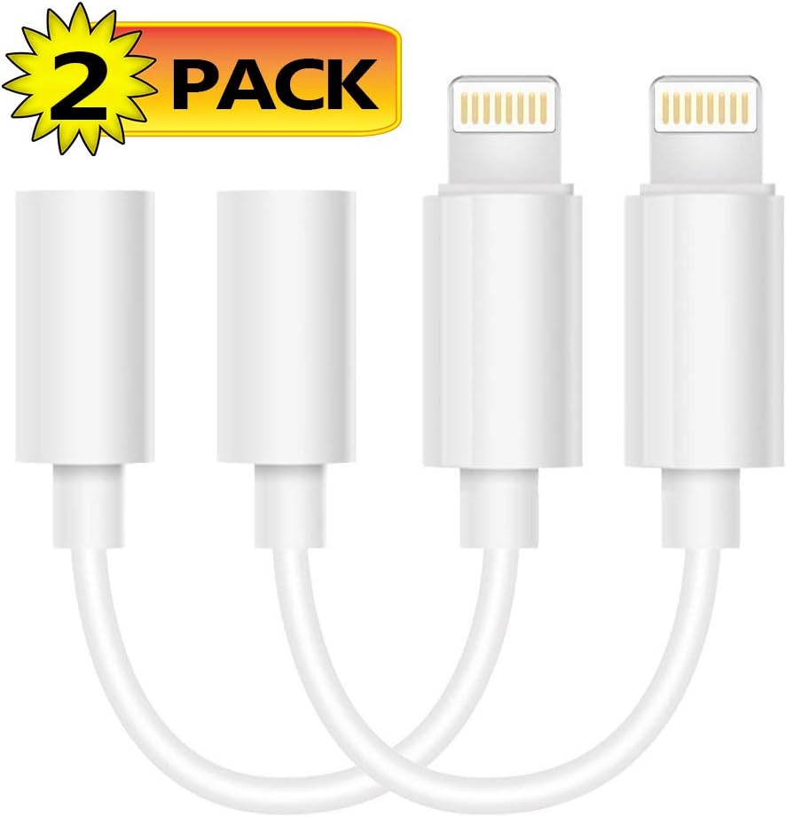 iPhone Headphone Adapter, Compatible with iPhone X/Xs/Xs Max/XR/8/8Plus /7/7Plus Adapter Headphone Jack, to 3.5 mm iPhone Headphone Adapter Jack Compatible with iOS 11/12 (2 Pack)