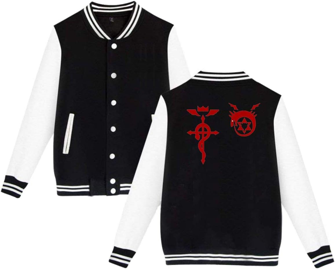 KissKid Fullmetal Alchemist Ouroboros Flamel Red Adults Baseball Uniform Jacket Sport Coat M