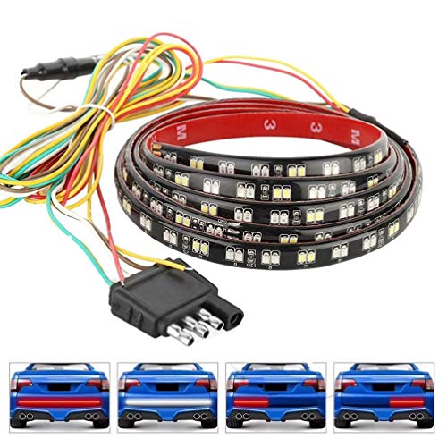 anngrowy Truck Tailgate Light Bar Strip 5-Function 60″ 2-Row LED Strip Brake Signal Light Red/White Reverse Stop Turn Signal Running for Jeep Trailer SUV RV Car