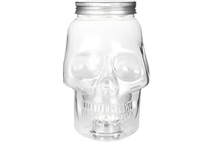 Skull Storage Jar,500ml/800ml Spooky Reusable Decor with Lid,Skull Salt Container - for Picnic Tabletop Baking Condiment Dini