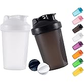 GAISHION Shaker Bottle Protein Shakes and 16-Ounce/400ML Shaker-Bottle with Whisk Balls, Non-BPA plastic (Black+White(2PCS))