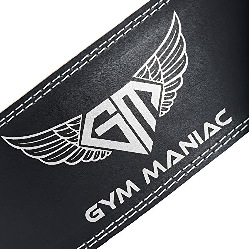 Gym Maniac Weight Lifting Waist Gym Belt | Adjustable Size, 2 Prong Buckle, Comfy Suede, Reinforced Stitching | Support Your Back & Alleviate Pains (Silver, Large)