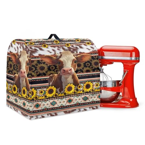 Eritanaer Sunflower Cow Kitchen Aid Mixer Cover Anti Stains Stand Mixer Cover Easy Clean Blender Cover Dust Cover with Pockets Kitchen Small Appliance Cover