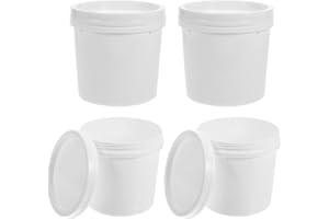 Baluue 4pcs Food-Grade Plastic Buckets with Screw Lids Sealing Water Containers Portable for Household Use