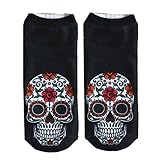 Unisex Colorful Floral Skull Bone Athletic Sport Peformance Socks