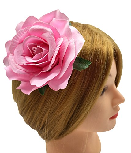 Sanrich 4pcs/pack Mexican Hair Flowers Pink Fabric Rose Hair Flowers Clips Hairpin Brooch Hair Accessory Wedding Party Headpieces (pink) - Thumbnail 5