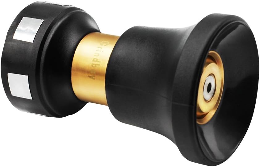 Grindbay Hose Nozzle Fireman Style High Pressure Car Wash Garden Lawn - Heavy Duty Brass Design - Fire Man Extreme Power Water Sprayer Attachment Lawn Cars Trucks