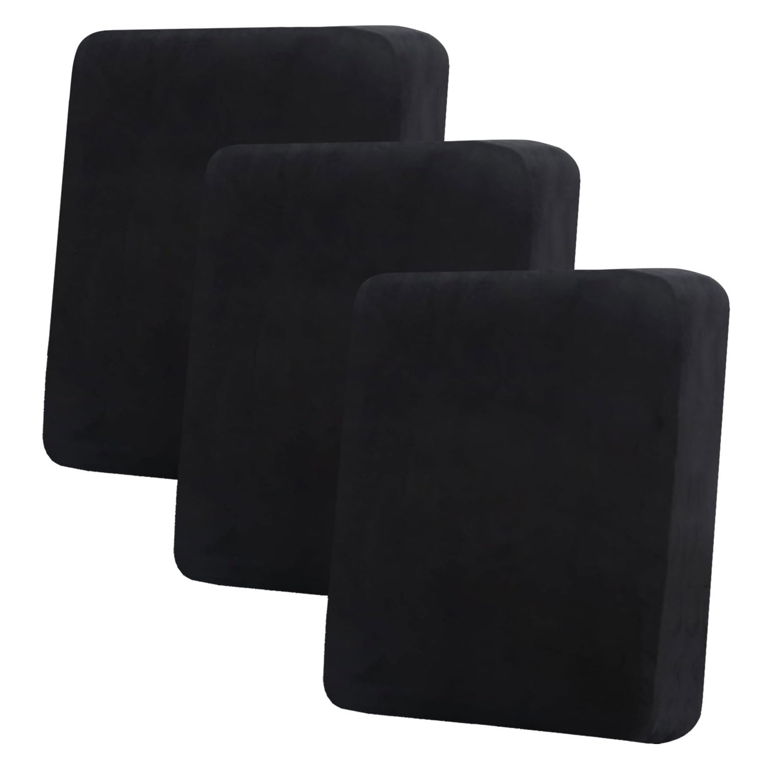 Photo 1 of hyha Velvet Couch Cushion Covers, Soft Sofa Seat Covers for sectional 3 Cushion Couch Washable, Magic Sofa Slipcover with Elastic Bottom, Non-Slip Furniture Protector for Pets, Kid(3PC, Black)