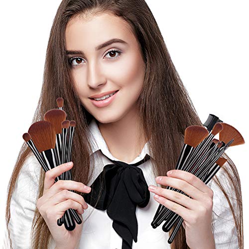 Makeup Brushes, Real Perfection 15pcs Premium Cosmetic Makeup Brush Set for Foundation Blending Blush Concealer Eye Shadow, Cruelty-Free Synthetic Fiber Bristles, Travel Makeup bag Included - Thumbnail 5