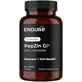 ENDUR PepZinGI Zinc Carnosine 75mg, Chewable Tablets, 60 Tablets | PepZinGI&reg; patented, 59mg L-carnosine, 16mg zinc, Gastric comfort, cGMP &amp; UL-Certified