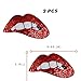 Special100% 2 Pcs Large Red Lips Embroidered sew on Patches for Clothing Red Sequins Lips Punk Patches DIY Motif Applique,10.85(W) *5.19(L)