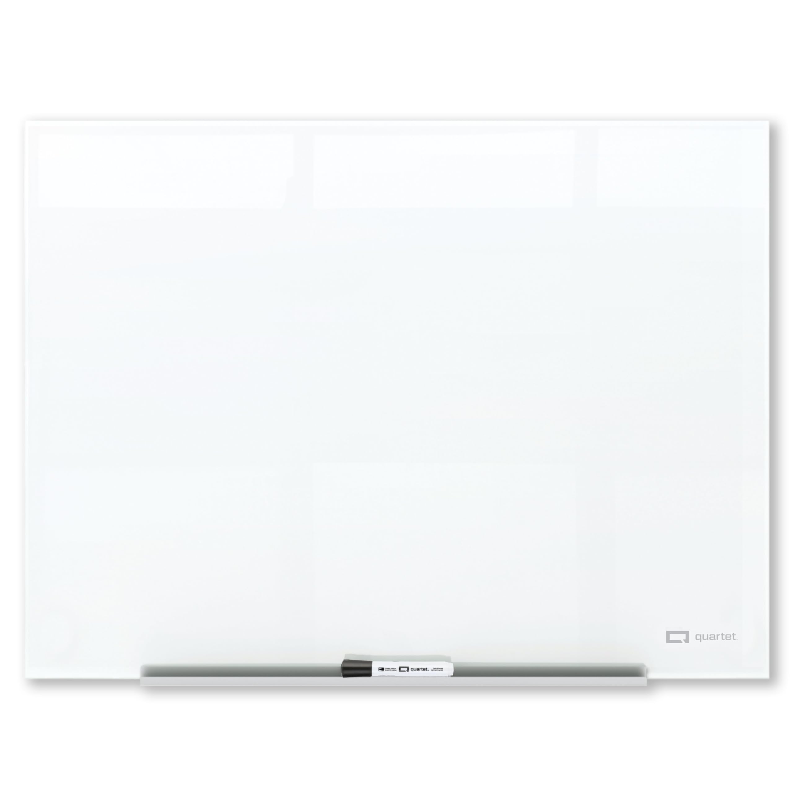 View 1 of **UNTESTED**Quartet Magnetic Dry Erase Board, 48" x 36" Glass White Board for Wall, Frameless, InvisaMount, White (Q25F01IMW)