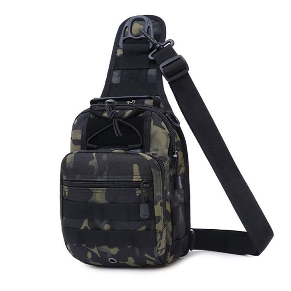 HUNTVP Tactical Sling Bag,Hiking Rucksack Chest Pack MOLLE Military Backpack Bag for Cycling Camping Working out Traveling Outdoor Activity (Type1-Camo) — image 1
