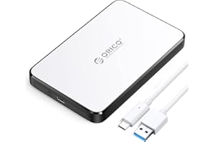 ORICO 2.5 Inch Hard Drive Enclosure USB C, 6Gbps USB 3.1 Gen 1 External SATA Drive Case for 2.5inch 9.5mm 7mm SSD HDD Up to 6TB, Tool Free, with 4 Colors to Choose, Support UASP (2588C3, White)