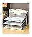 Desktop File & Letter Organizer By Besti: Metal Paper Sorter Tray For Notes, Papers, Books & Folders