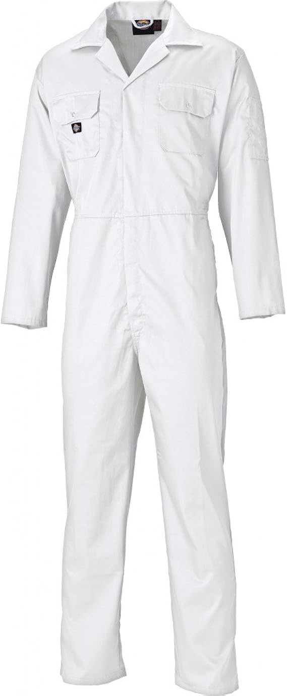 Dickies Redhawk Economy Stud Front Overall Coverall Boiler Suit White