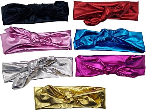 Steen 7pcs Baby Headbands Turban Knotted, Girl's Bronzing Hairbands for Newborn