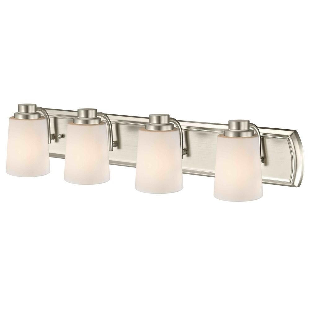 4 Light Wall Mounted Bathroom Light In Satin Nickel Finish