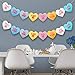 [Pack of 2]Valentines Day Conversation Hearts Banner - NO DIY - Valentines Day Banner Decor - Eight Valentines Day Heart Sayings Garland Banner, Six Feet Long - Anniversary, Wedding, Party Decorations