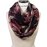 Scarfand Oil Painting Print Infinity Scarf (Plum-Red)