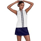 ACEGOLFS Women's Golf Shirts Sleeveless Printed Polo Shirt for Women Quick Dry Quarter Zip Stand Collar Tee Shirt Workout Top