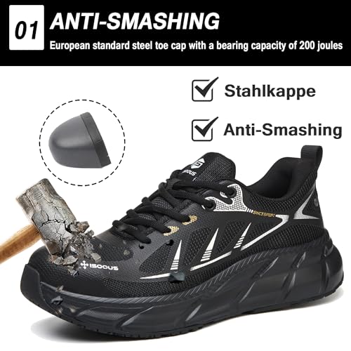 Safety Shoes Men Work Sneakers Women Comfortable Lightweight Safety Shoes with Breathable Steel Toe Caps